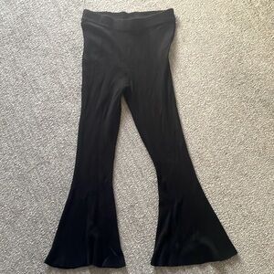 Free People High Rise Ribbed Knit Flare Pants Black Size Large